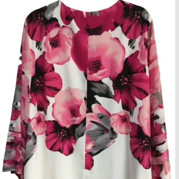 Alfani Woman Size 3X Pull-on Top Blouse Tunic Lined bodice White Pink Gray Black - Picture 3 of 7